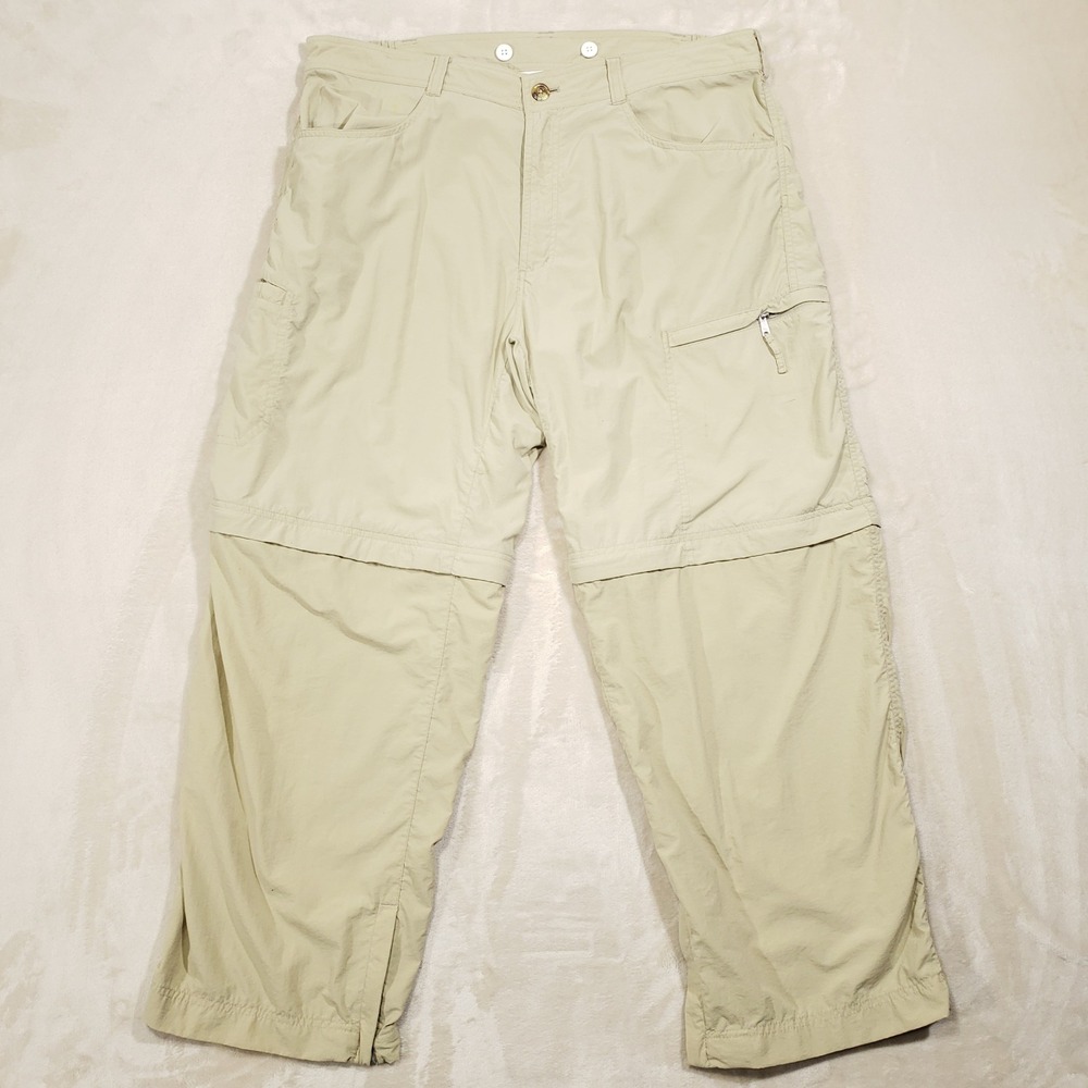 ExOfficio Convertible Pants Mens 38 Tan Insect Shield Hiking Outdoor Trousers
